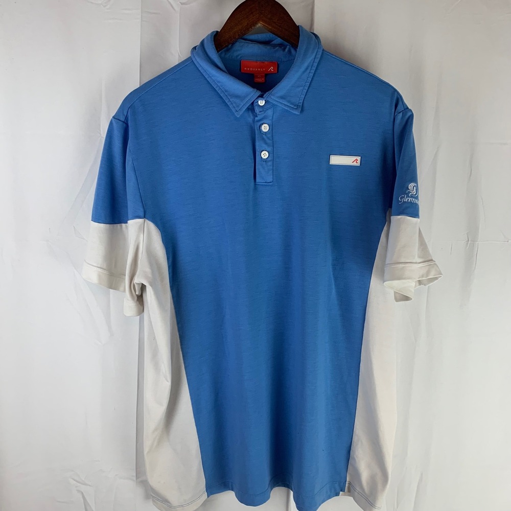 Redvanly Polo Shirt Mens XL Blue White Colorblock Glenmoor Performance Stretch